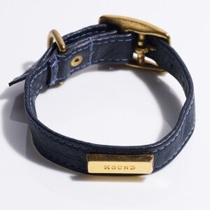 Leather Dog Collar by Hound Collection with Gold Bar Logo